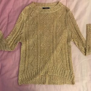 Gold Sequined Hi-Lo Holiday Sweater